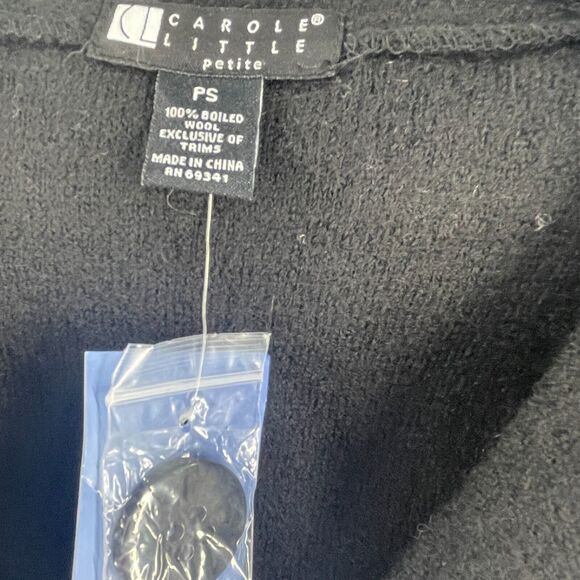 Carole Little Womens Blazer Cardigan Jacket Boiled Wool Boho Embroidered Black S - Picture 4 of 10